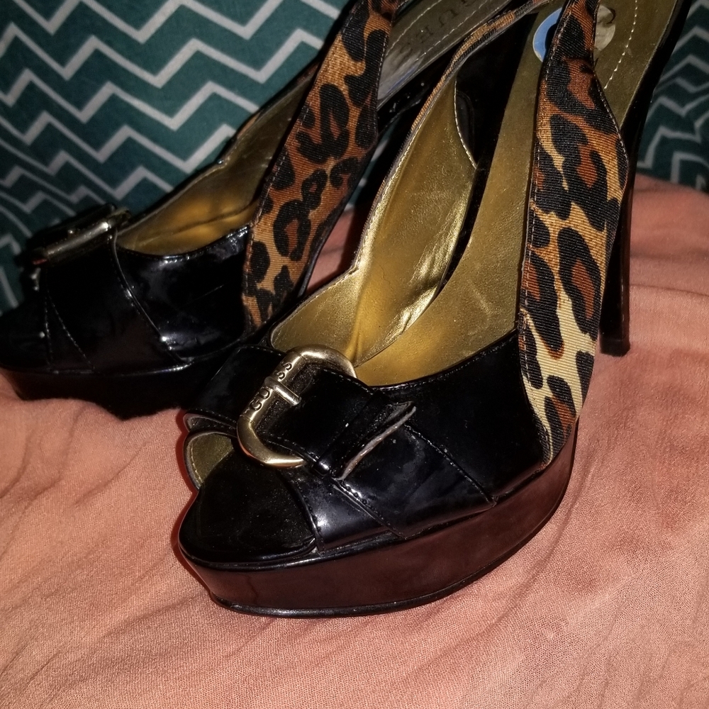Guess open toed sling back stilettos